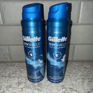Lot Of 2 Gillette Dryshield Cool Wave Dry Spray Antiperspirant 4.3 oz Exp 10/26